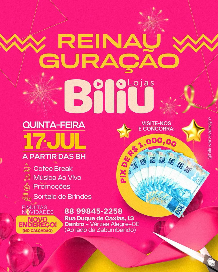 Lojas Biliu será reinaugurada nesta quinta (17) em endereço provisório
