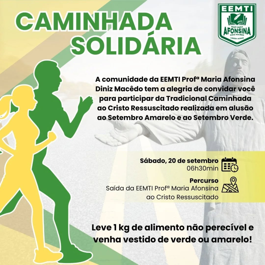 EEMTI Professora Maria Afonsina Diniz Macêdo realizará a Corrida Solidária
