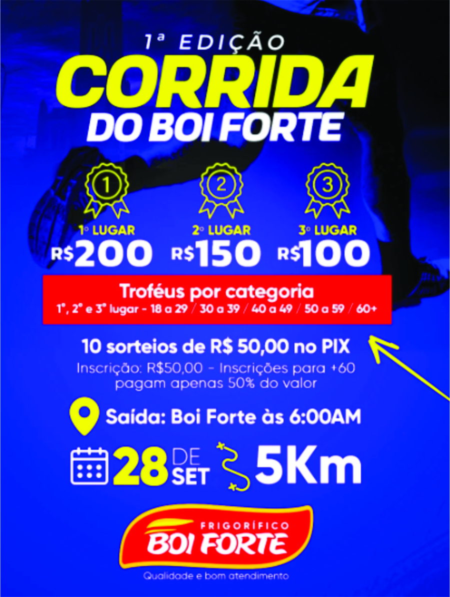Frigorífico Boi Forte promove 1ª Edição de Corrida de Rua com prêmios em dinheiro